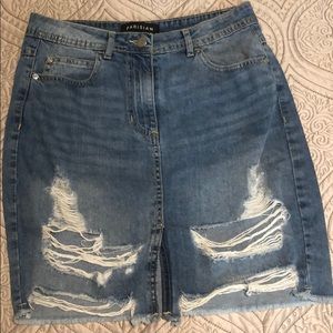 Ripped jean skirt knee length 4